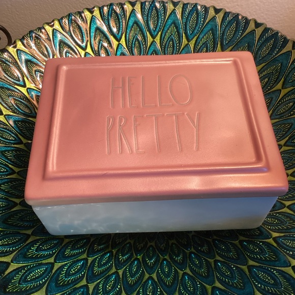 💗 RAE DUNN Hello Pretty jewelry box lidded trinket box ceramic EUC - Picture 5 of 5